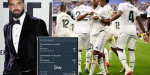Rapper Drake LOSES £537,000 after betting on Barcelona to win El Clasico against Real Madrid and Arsenal to beat Leeds... as Xavi's side lose to their bitter rivals to fall victim to the star's 'curse'