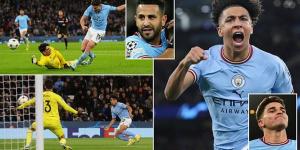 Manchester City 3-1 Sevilla: 17-year-old Rico Lewis marks his first Champions League start with a brilliant finish to spark comeback... as Julian Alvarez and Riyad Mahrez strikes seal victory
