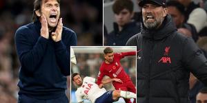 'Jurgen was happy with the way that we played tonight? Yeah?': Antonio Conte reignites his feud with Liverpool boss Klopp with a sarcastic dig, months after they fell out over Spurs' playing style
