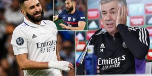 'I don't have anything to say to them': Carlo Ancelotti rubbishes 'nonsense' talk that star striker Karim Benzema is saving himself for the World Cup after an injury-stricken start to the season for the 2022 Ballon d'Or winner