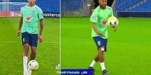 Neymar shows off incredible touch and Richarlison nails it but Antony has a nightmare - to the delight of his team-mates - as Brazil's World Cup stars try to control ball dropped by drone from 30 metres