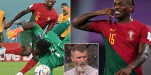 Roy Keane hails Chelsea target Rafael Leao after netting the winner for Portugal against Ghana and says he showed 'lovely technique'... while Joe Cole claims the super sub was 'exactly what they needed' off the bench 
