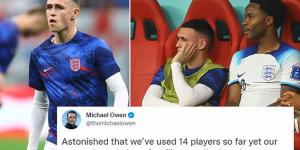 'We've used 14 players yet our best is still on the bench': Michael Owen leads outrage on social media after Phil Foden doesn't even come off the bench in England's tedious goalless draw with the United States