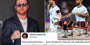 Canelo Alvarez calls Sergio Aguero a 'hypocrite' and a 'b******' after Argentine leapt to his friend Lionel Messi's defence following violent threat from boxing world champion over Mexican jersey row