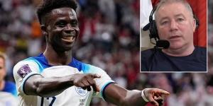 'He's looking like a starter': Ally McCoist hails England star Bukayo Saka's 'excellent' showings at the World Cup... and insists the Arsenal star is only going to improve ahead of Saturday's quarter-final with France