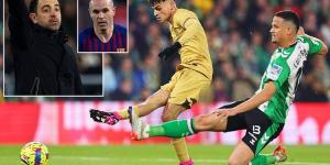 Barcelona boss Xavi claims Pedri is 'at the same level' of legendary midfielder Andres Iniesta after the youngster's starring role in their win over Real Betis and says he's seen 'very few players' like him
