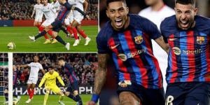 Barcelona 3-0 Sevilla: Jordi Alba, Gavi and Raphinha net in second-half blitz as Xavi's side go EIGHT points clear at the top of LaLiga following Real Madrid's loss to Mallorca 