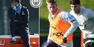 'Something on your mind, Pep?': Manchester City boss Guardiola cuts a forlorn figure watching his side during training amid the club's battle with the Premier League over financial charges that have rocked the Etihad outfit