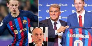 'We have ruled that they can no longer sign more players': Barcelona are BANNED from entering the transfer market this summer, says LaLiga chief Javier Tebas - who reveals they must raise £178m just to comply with rules