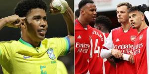 Brazil name Chelsea's 18-year-old wonderkid Andrey Santos in their latest squad along with Emerson Royal and Wolves' Joao Gomes... but there is NO space for Arsenal pair Gabriel and Martinelli