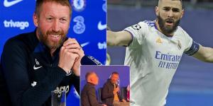Graham Potter laughs off a question about his ambitious claim that Chelsea would 'try to win the f***ing Champions League' after drawing Real Madrid in the quarter-finals... as he insists his squad are 'excited' to try and knockout the reigning champions 