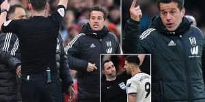 'We have been very unlucky with Chris Kavanagh this season': Fulham boss Marco Silva lays into referee after he was sent off along with Aleksandar Mitrovic - who SHOVED the official - and Willian as his team imploded at Old Trafford 
