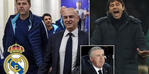 Tottenham 'could miss out on Mauricio Pochettino to Real Madrid' with the Spanish club 'keen on the Argentine' should the under-pressure Carlo Ancelotti depart this summer  