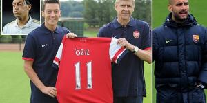 'When the plane took off, I started to cry': Mesut Ozil opens up on sadness he felt leaving Real Madrid for Arsenal back in 2013... and reveals 'disappointment' Pep Guardiola didn't even BOTHER to meet with him when Barcelona chased his signature 