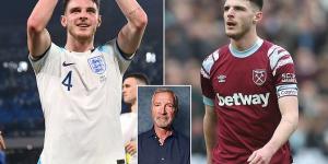GRAEME SOUNESS: Declan Rice is still not forward-thinking enough and it showed in England's win over Italy... he must constantly challenge himself to get better if he's to be an elite midfielder