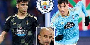 Manchester City eyeing Celta Vigo's Gabri Veiga to add depth in midfield, with the 20-year-old's £35m release clause attracting interest from several European giants including Real Madrid