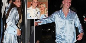 Erling Haaland and girlfriend Isabel Johansen lead Man City's title celebration party in matching sky blue PYJAMAS as players and their WAGs stay out until the early hours at a Manchester nightclub
