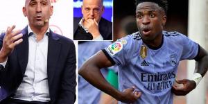 Spanish FA chief admits the country has a 'serious problem' with racism after Vinicius Jnr was targeted again... with the official accusing LaLiga president Javier Tebas of 'irresponsible behaviour'