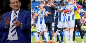 Brighton 'will reward players and staff with 20% BONUS' after they qualified for Europe for the first time in their history - with 'around 1,000 workers to get the one-off pay-rise' for the historic achievement