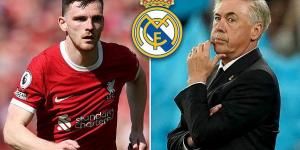 EXCLUSIVE: Real Madrid plot SHOCK £40m move for Liverpool left back Andy Robertson as they look to replace Ferland Mendy... with the Spanish giants able to offer the Scotland captain Champions League football next season
