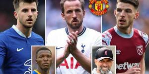 TRANSFER CONFIDENTIAL: Man United expand striker search after Harry Kane rebuttal and make call on Mount vs Rice, Chelsea turn to £80m Moises Caicedo and Liverpool launch midfielder talks 