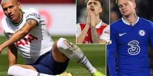 Chelsea's £88m man Mykhailo Mudryk flopped, Fabio Vieira started just three games for Arsenal, and £60m Spurs signing Richarlison had to wait until April for his first league goal... the 10 WORST Premier League transfers this season