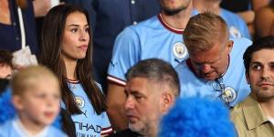 Erling Haaland's girlfriend Isabel Johansen cheers on the Man City striker from the stands at the Champions League final alongside the Norwegian star's dad Alf-Inge