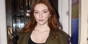 Eleanor Tomlinson flashes some cleavage in a low-cut vest top as she makes an appearance at The Hills Of California press night