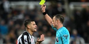Revealed: The bizarre loop hole that means Bruno Guimaraes could get a shorter ban if he is sent off against Tottenham rather than booked as the Newcastle star approaches ten yellows