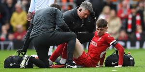 Liverpool star Conor Bradley faces a battle to be fit for title run-in after sustaining an ankle injury against Crystal Palace... with full back set to miss several key fixtures for the Reds