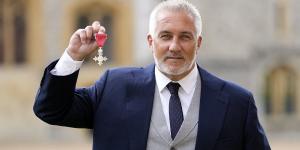 Paul Hollywood receives an MBE for services to broadcasting and baking from Princess Anne as he admits he would pick William and Kate to appear on Bake Off