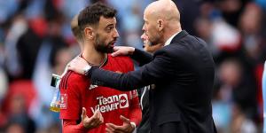 Man United's dressing room are NOT out of sorts because they are 'worried' about Erik ten Hag's future, insists Bruno Fernandes... as he reveals what ex-Red Devils title winner told the side ahead of hollow FA Cup victory