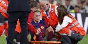 Barcelona star Frenkie de Jong 'ruled OUT for the season' after suffering an ankle injury in El Clasico defeat to Real Madrid... but there is hope for the Dutch midfielder's Euro 2024 prospects