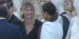 Mia Regan sweetly embraces Victoria Beckham as they reunite at her Mango launch event in Spain - after skipping the designer's 50th birthday bash
