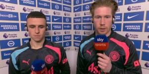 Kevin De Bruyne reveals which position he sees Phil Foden playing for Man City in the future as he says team-mate 'has gone up another level' this season after Brighton brace