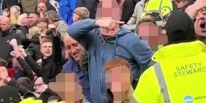 Police charge Burnley fan, 44, for tragedy chanting after he was spotted 'mocking the Munich air disaster with sick plane gestures' during draw with Man United at Old Trafford