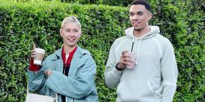 Pictured: England star Trent Alexander-Arnold is seen with Jude Law's Christian Dior model daughter Iris - as the couple enjoy a stroll along Notting Hill's trendy Portobello Road