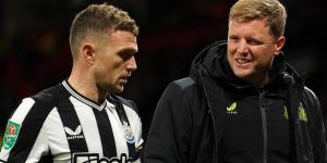 Gareth Southgate handed boost as Eddie Howe reveals Kieran Trippier's first half substitution was pre-planned during post-season friendly with Tottenham - after Newcastle defender came off and was seen icing his ankle