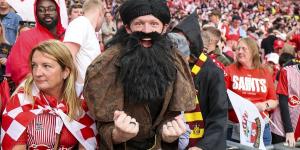 Arsenal goalkeeper Aaron Ramsdale spotted wearing hilarious Hagrid costume - complete with a bushy black beard - for Southampton's play-off final victory