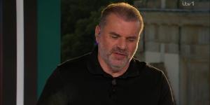 Ange Postecoglou leaves ITV pundits in stitches after making a jibe at Arsenal's interest in Benjamin Sesko - with striker snubbing move away to stay at RB Leipzig