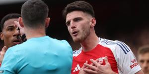 Premier League panel issue final ruling on Declan Rice's red card against Brighton - after Mikel Arteta insisted he was 'amazed' the Arsenal midfielder was sent off