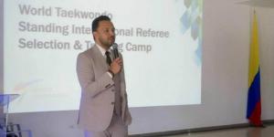 محمد شعبان ومسؤولو الاتحاد العالمي للتايكوندو يحاضرون في معسكر الحكام الدولي بكولومبيا