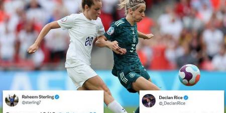 'Composure 10/10... what a finish': Raheem Sterling and Declan Rice lead the praise for Ella Toone's 'magical' chip to give England the lead in the Women's Euro final against Germany