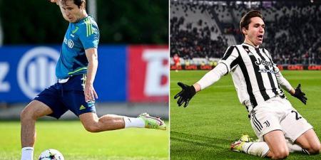 Arsenal target Federico Chiesa makes long-awaited return to training with Juventus after serious knee injury forced nine-month layoff 