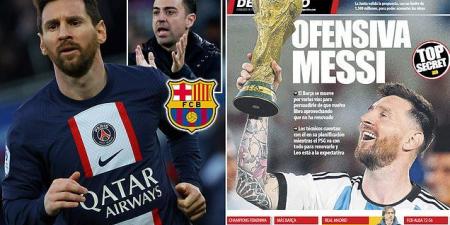 Barcelona 'launch Messi offensive as they look to convince Argentine superstar to return as a free agent this summer'... as contract extension talks with PSG falter 