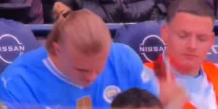 Erling Haaland expresses his frustration at being substituted despite scoring four goals in Manchester City's win against Wolves