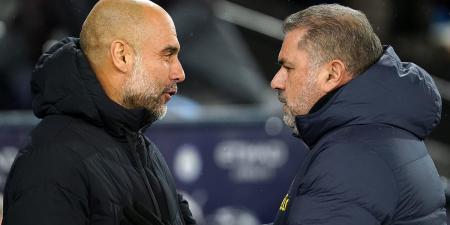 Will Tottenham hand the Premier League title to Arsenal? Spurs boast a brilliant home record against Man City and are Pep Guardiola's bogey team... a win for Ange Postecoglou's side will be fatal for the reigning champions