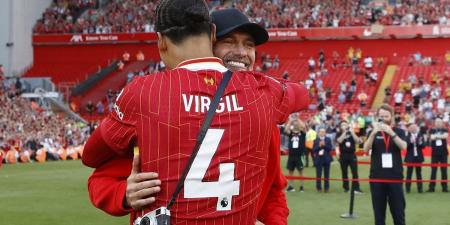Goodbye Jurgen! Virgil van Dijk and Trent Alexander-Arnold break down in TEARS on the pitch as Liverpool say farewell to Klopp… as both stalwarts contemplate their own futures with just 12 months left on their deals