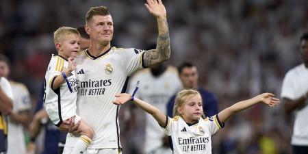Toni Kroos bursts into tears with his daughter as Real Madrid say farewell to their legendary midfielder at an emotional Santiago Bernabeu ahead of his retirement