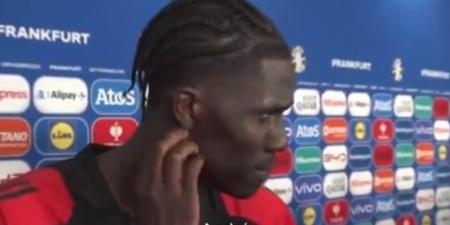 Fans lose their minds at Amadou Onana's 'unreal' switch into English accent... as he complains 'Andre is not even my name, mate' in awkward interview moment after being confused with Man United goalkeeper